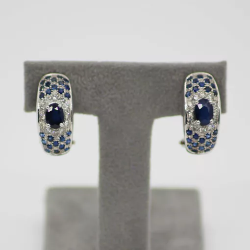 ORECCHINI CON BRILLANTI E ZAFFIRI </br> SMOX 4875