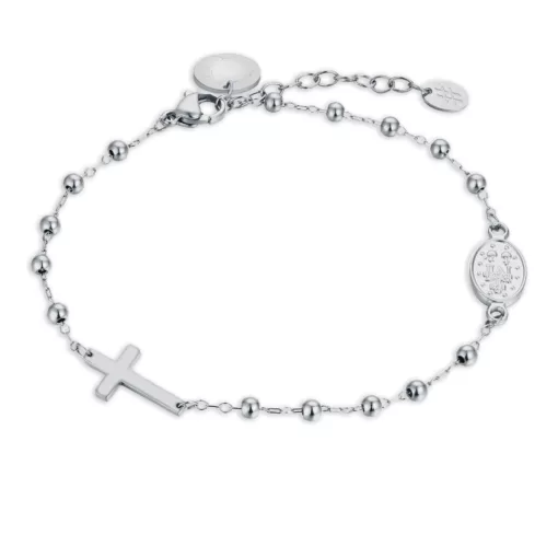 BRACCIALE ROSARIO ACCIAIO BIANCO 19 cm </br> 13661