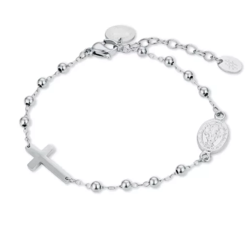 BRACCIALE ROSARIO ACCIAIO BIANCO 16 cm </br> 13660