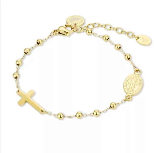 BRACCIALE ROSARIO ACCIAIO GIALLO 16 cm </br> 13662