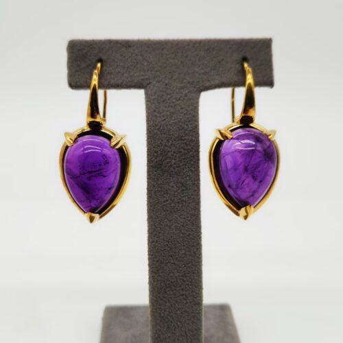 ORECCHINI ARGENTO DORATO AMETISTA GOCCIA </br>GIHX 13263