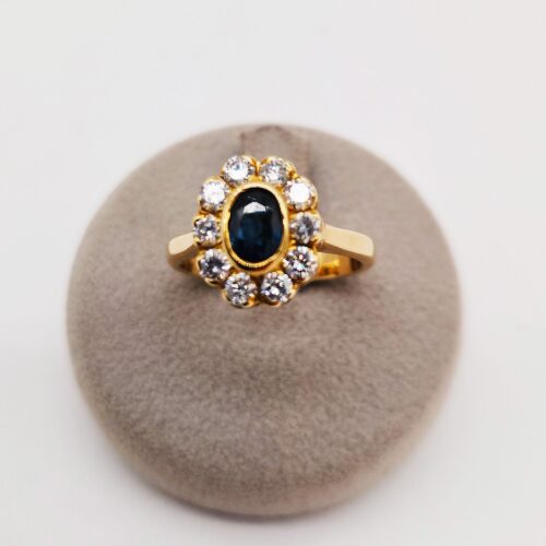 ELEGANTE ANELLO FLOREALE CON ZAFFIRO </br>SMOX 4025