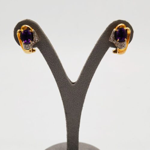 ORECCHINI ORO GIALLO E BIANCO CON AMETISTE E BRILLANTI </br>SMOX 5498