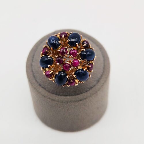 ANELLO IN ORO "ANTICO" CON RUBINI E ZAFFIRI </br>GIOX 38521