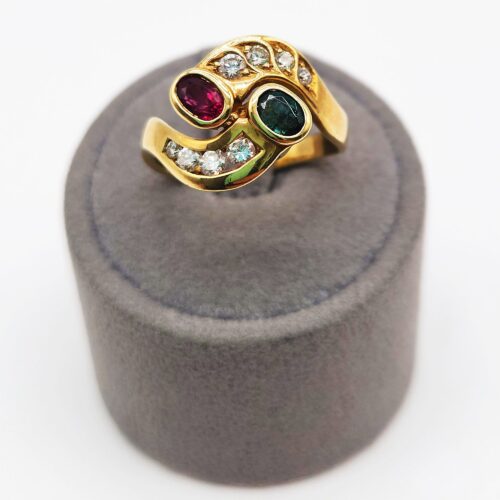 ANELLO CONTRARIE CON SMERALDO RUBINO E BRILLANTI </br> REOX 182619