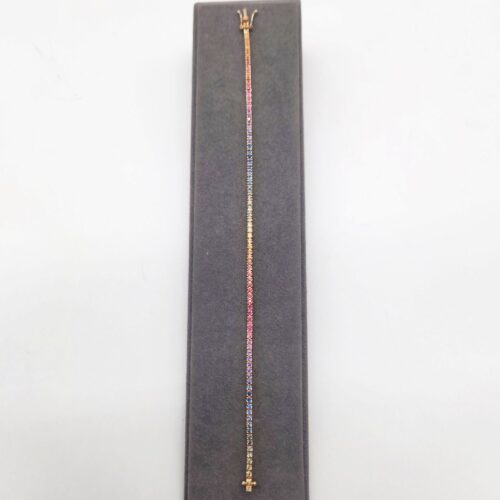 BRACCIALE TENNIS ORO ROSA CON CORINDONI</br> TCN 119971