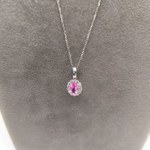 COLLIER ORO BIANCO CON BRILLANTI E ZAFFIRI </br> TCN 119972